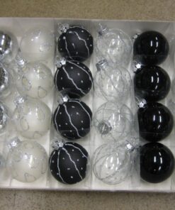 JOULUPALLO musta,hopea,kirkas Q6cm 24kpl 140259