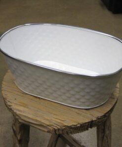 Metalliruukku valkea ovaali 20cm