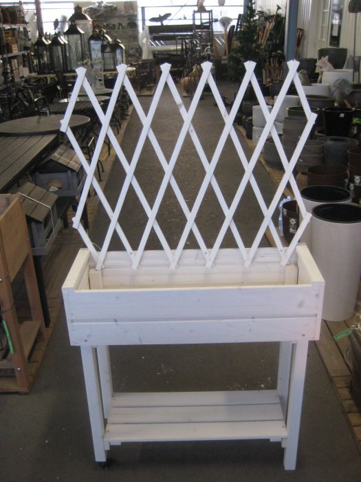 KUKKALAATIKKO puinen + jalat + ritilätaso NG92 valkea